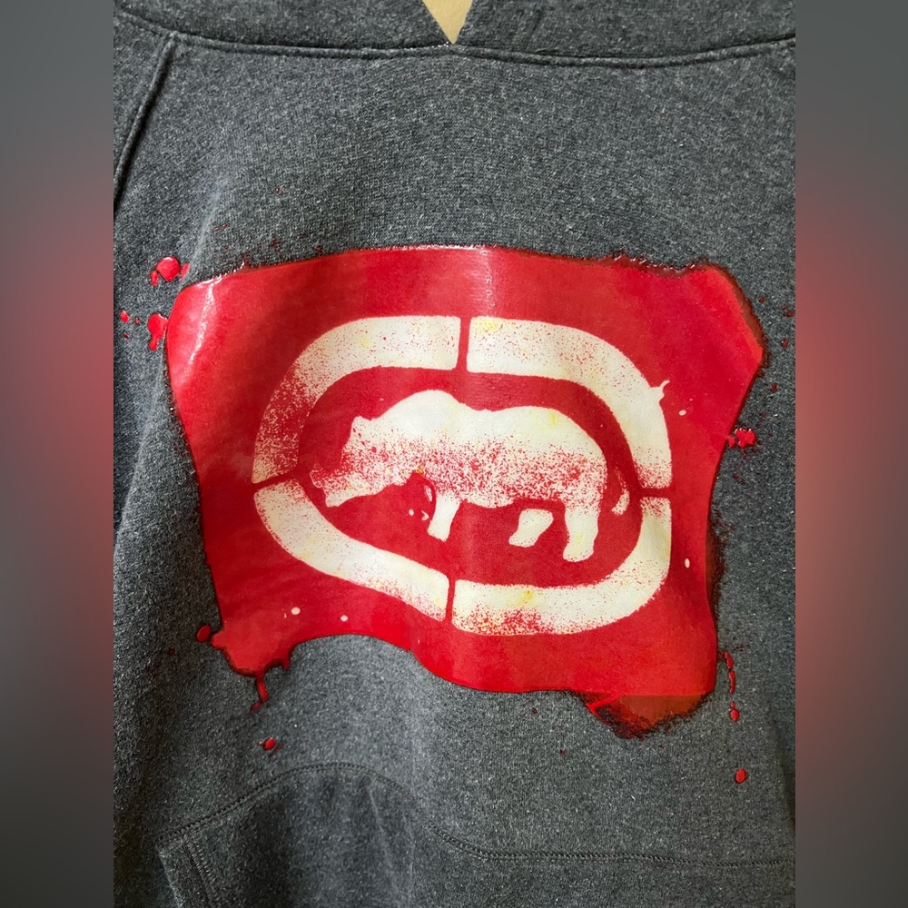 Ecko Untld Vintage Rhino Splatter Hoodie Y2K - Picture 2 of 10